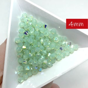 144pc 4mm Chrysolite Opal AB Preciosa Crystal Bicones / Article #5328 / Crystal Beads Making Jewelry Bead Weaving / 1 gross