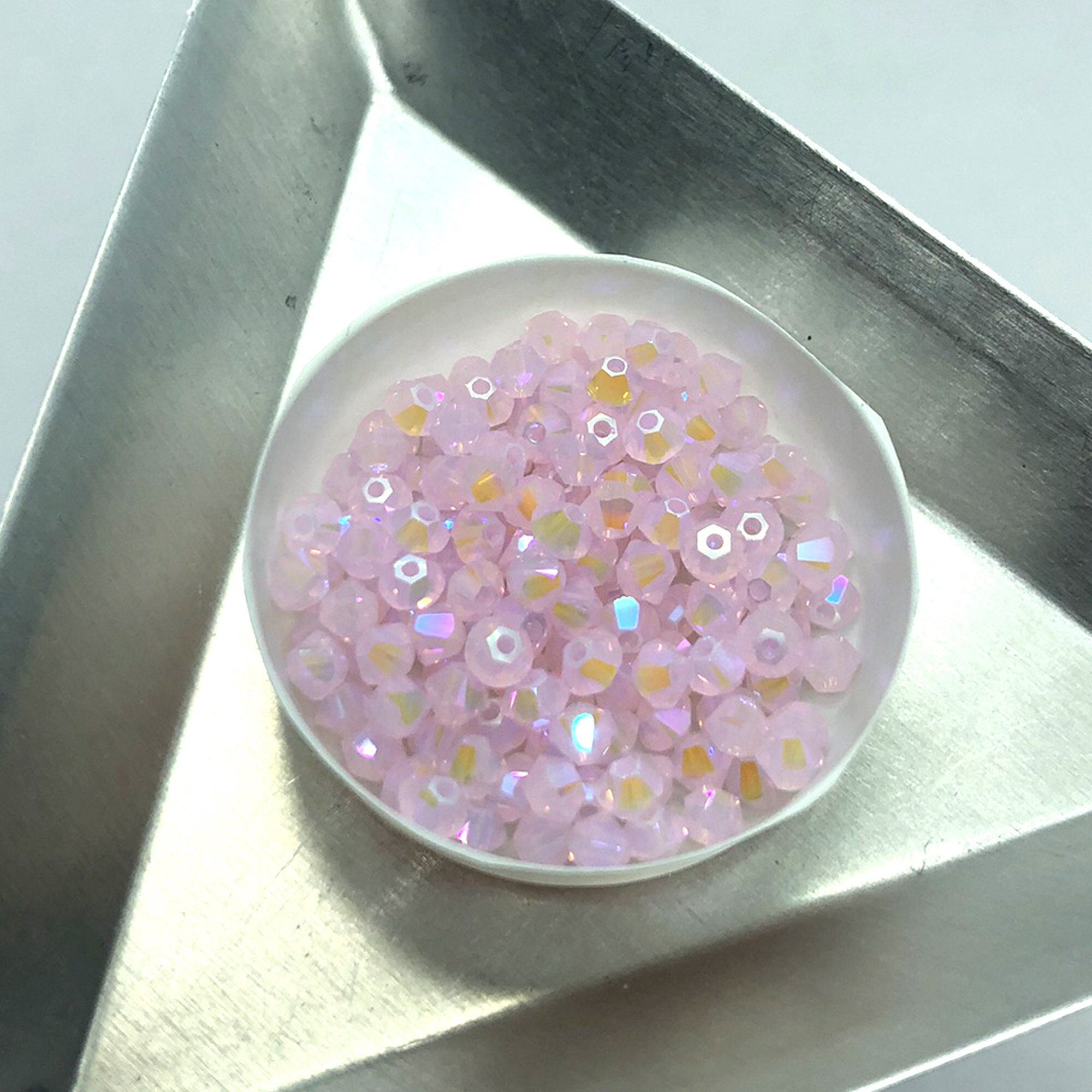 144pc 3mm Rosewater Opal Shimmer 2X Swarovski Crystal Bicones