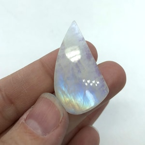 Cab#203 - Rainbow Moonstone / 37x20mm / Cabochon / Irregular Teardrop / Undrilled / Bead embroidery wire wrapping jewelry making gemstone