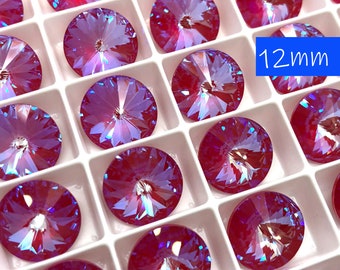 4pc 12mm Royal Red Delite Swarovski Crystal Rivolis / Article # 1122 / Austrian Crystal Rivolis for Making Jewelry / Discounts Available