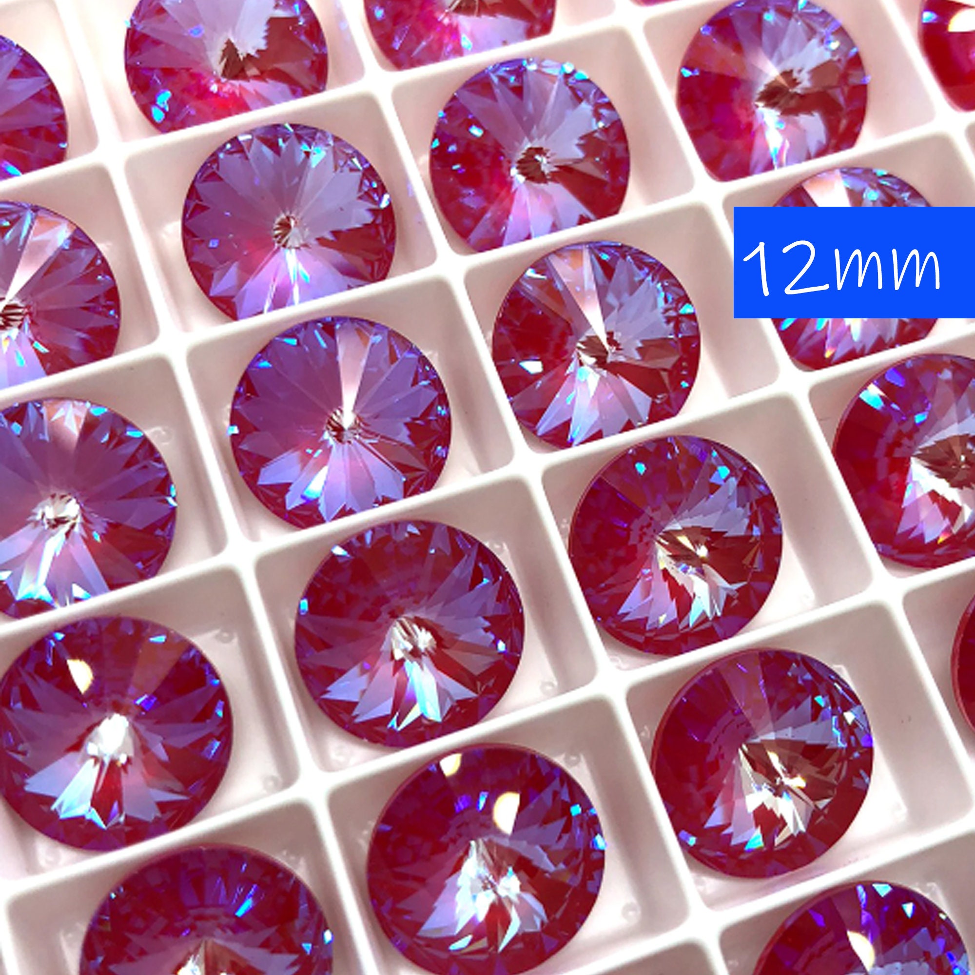 4pc 12mm Royal Red Delite Swarovski Crystal Rivolis / Article # 1122 ...