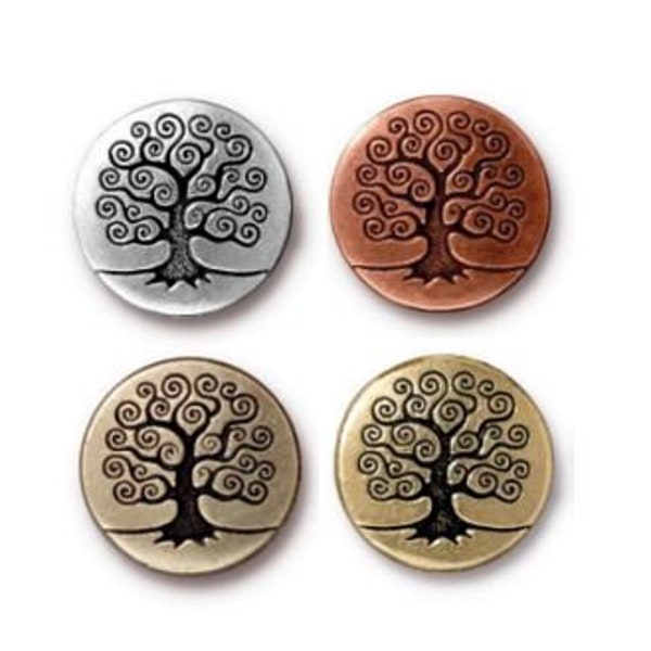 2 pc TierraCast "TREE OF LIFE" Buttons / 4 colors to choose from! / Pewter buttons for jewelry making & clothing apparel