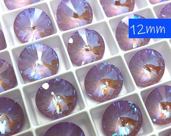 4pc 12mm Lavender Delite Swarovski Crystal Rivolis / Article # 1122 / Austrian Crystal  Rivolis for Making Jewelry / Discounts Available