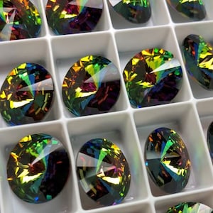 4pc 14mm Crystal Vitrail Medium Swarovski Rivolis / Article # 1122 / Austrian Crystal / Rivolis for Making Jewelry / Discounts Available!