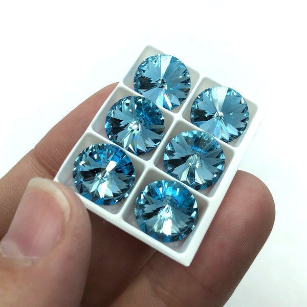 6pc SS47 Aquamarine Swarovski Crystal Rivolis / Article # 1122 / Austrian Crystal for Making Jewelry & Bead Weaving / Discounts Available!