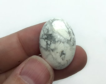 1 st Howlit / 18 x 25 mm / Cabochon / Oval / Stenar för smyckestillverkning / Pärlbroderi / Trådlindning / Ej borrad