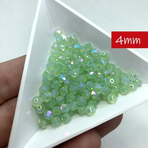 144pc 4mm Chrysolite Opal Shimmer2X Swarovski Crystal Bicones / Article #5328 / Austrian Crystal Beads for Making Jewelry / 1 gross