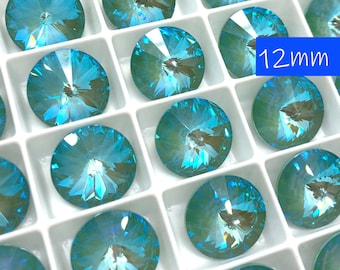 4 pezzi da 12 mm Silky Sage Delite Swarovski Crystal Rivolis / Articolo n. 1122 / Rivoli in cristallo austriaco per la creazione di gioielli / Sconti disponibili