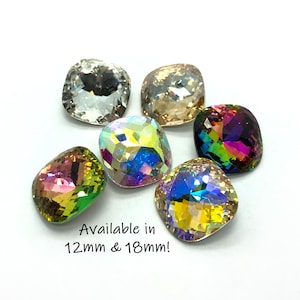 Faceted Fancy Cushion Crystal Stones / 12mm & 18mm / Multiple Colors! / Crystal Stones for Jewelry Making and Bead Weaving