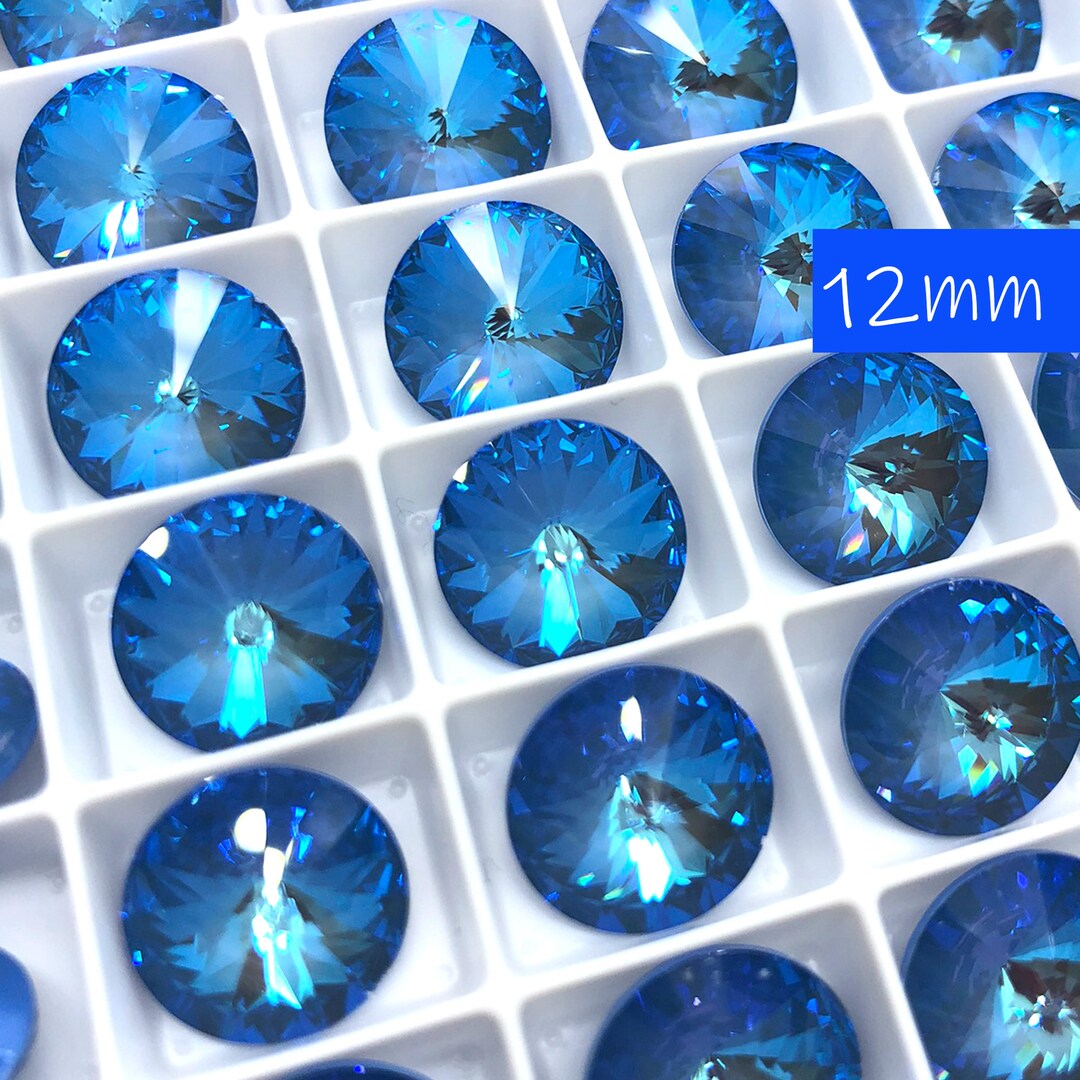 4pc 12mm Ocean Delite Swarovski Crystal Rivolis / Article # 1122