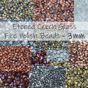 BULK - 1200pc 3mm Czech Etched Fire Polish Beads / Multiple Colors / Czech Beads / Pressed Glass Beads / Glass Beads / Etched Beads