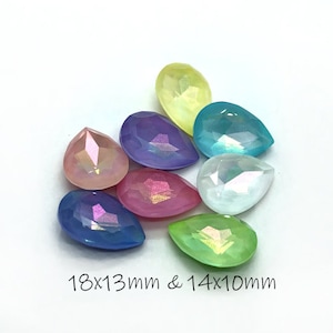 Faceted Crystals Pears / 2 SIZES! 18x13 & 14x10 / Gleam Coating Multiple Colors! / Crystal Stones for Jewelry Making / Pear stones
