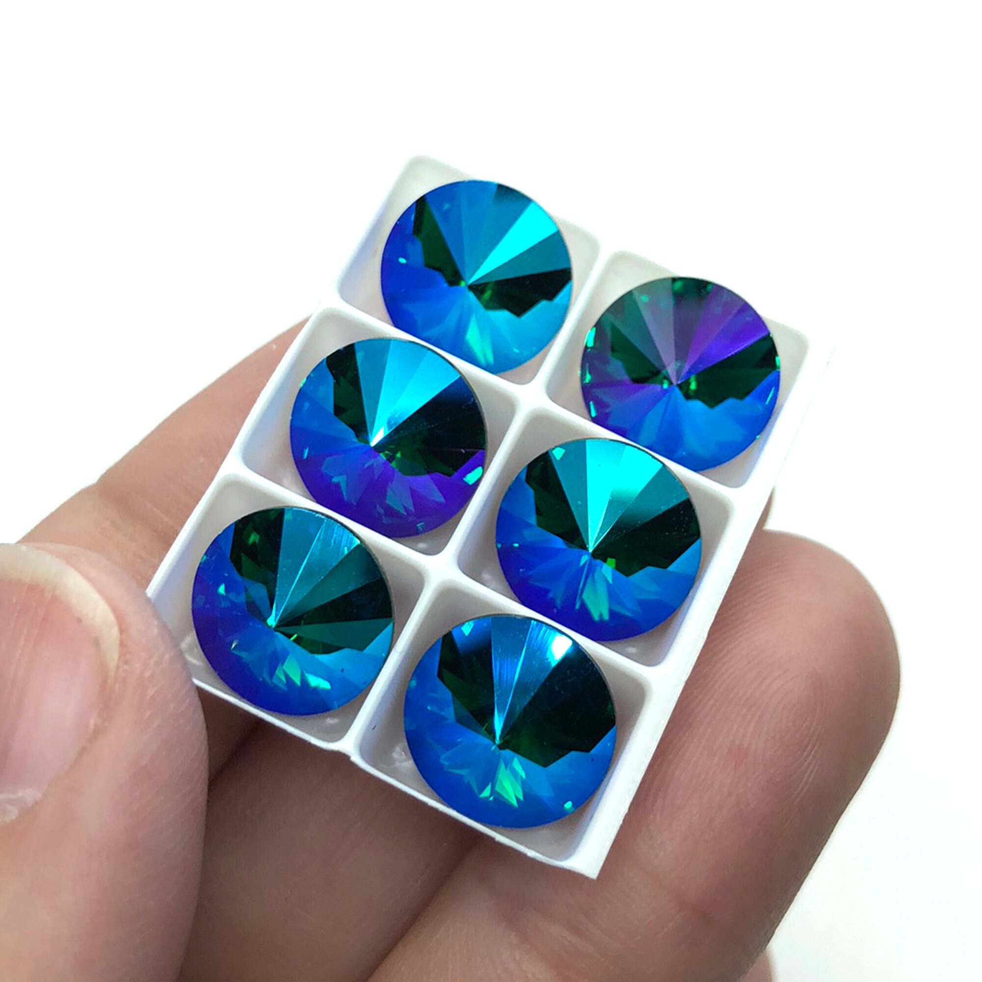6 個の SS47 エメラルド AB スワロフスキー クリスタル リボリス