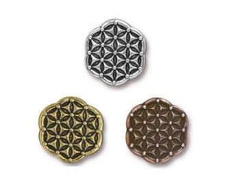 2 pc TierraCast "FLOWER OF LIFE" Button / 3 colors to choose from! / Buttons for jewelry making clothing apparel