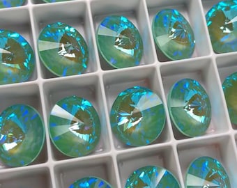 4pc 14mm Silky Sage Delite Brilliance Rivolis / Article # 1122 / Austrian Crystal ;-) Rivolis for Making Jewelry / Discounts Available!