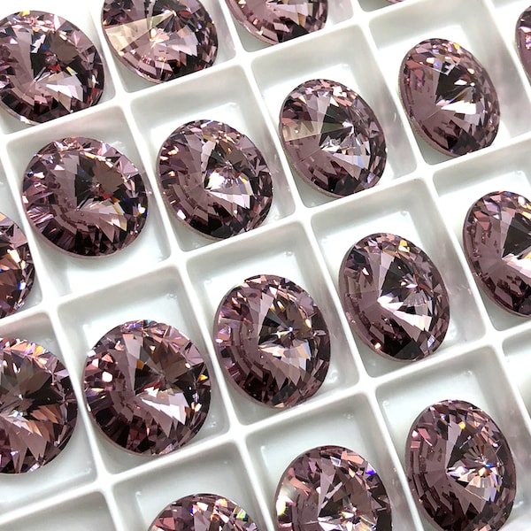 4pc 14mm Light Amethyst Brilliance Crystal Rivolis / Article # 1122 / Austrian Crystal ;-) Rivolis for Making Jewelry / Discounts Available