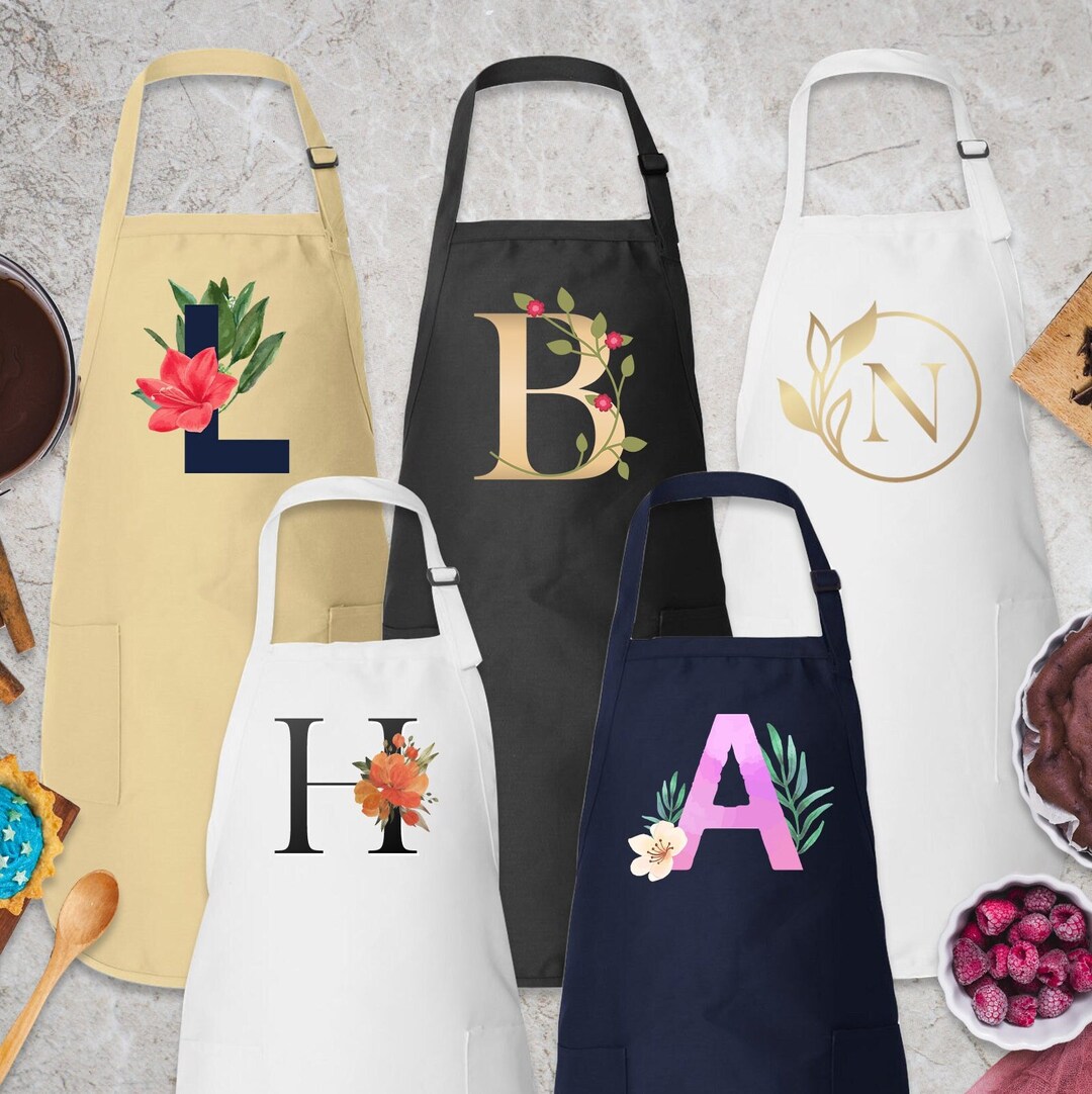 Personalized Initial Apron, Custom Letter Monogram Apron, Gift for Her