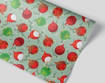 Rockin' Robins - DUCK EGG - Christmas Wrapping Paper/ Holiday Gift Wrap Sheet