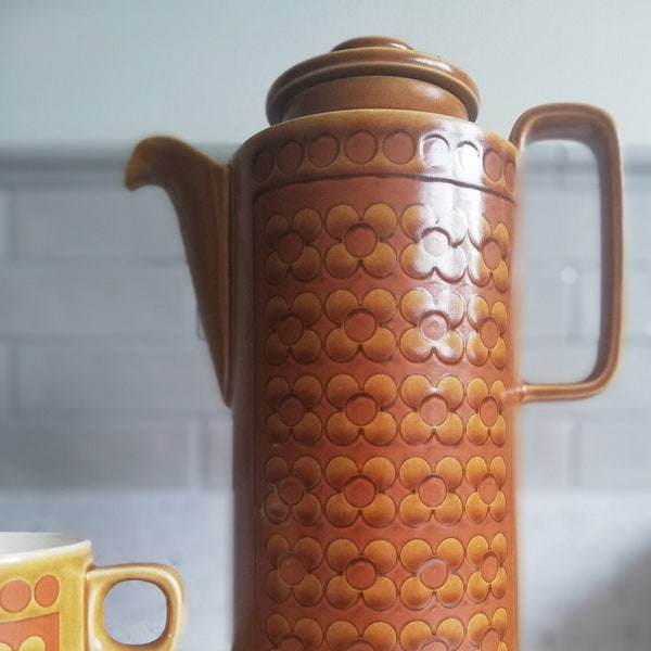 Vintage 1970s Hornsea Pottery Saffron Coffee Pot - John Clappison - Vintage Kitchen - 70s retro - orange  - Vintage Interiors