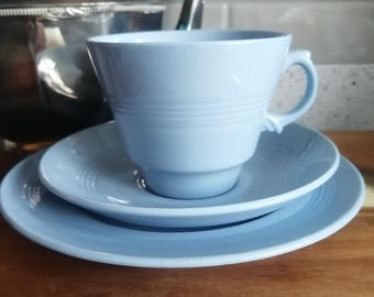 WOOD & SONS IRIS / Beryl L Vintage Teacups, Saucers and Side