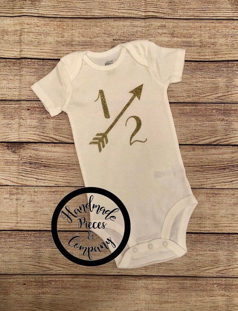 Half Birthday Outfit Baby/'s Birthday Arrows Half Birthday Bodysuit Glitter Bodysuit Baby/'s Half Birthday