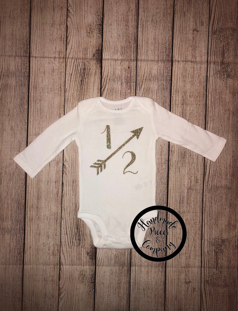 Half Birthday Outfit Baby/'s Birthday Arrows Half Birthday Bodysuit Glitter Bodysuit Baby/'s Half Birthday