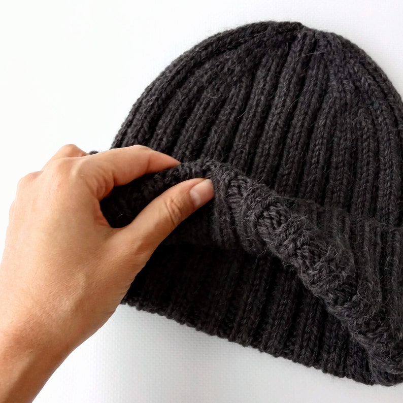 Mens alpaca wool beanieRib Knit hat for menWinter hand Etsy