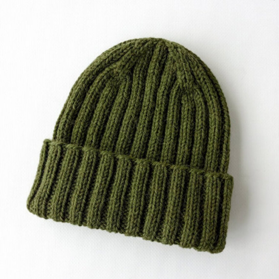 Custom mens alpaca beanie Rib Knit cap for men Hand knitted Etsy