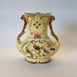 Yellow Majolica Karlsruche Germany Grand Ducal Vase