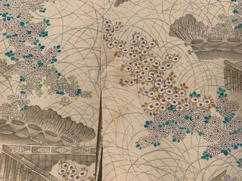 Authentic Japanese Kimono Yukata in Japanese Traditional Scene Motif