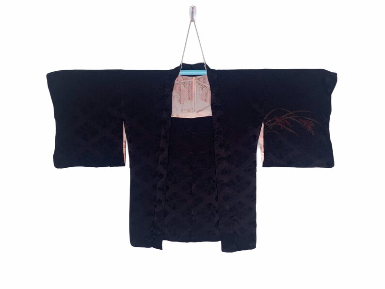Authentic Japanese Kimono Haori in Textured Pattern and Flower - Etsy