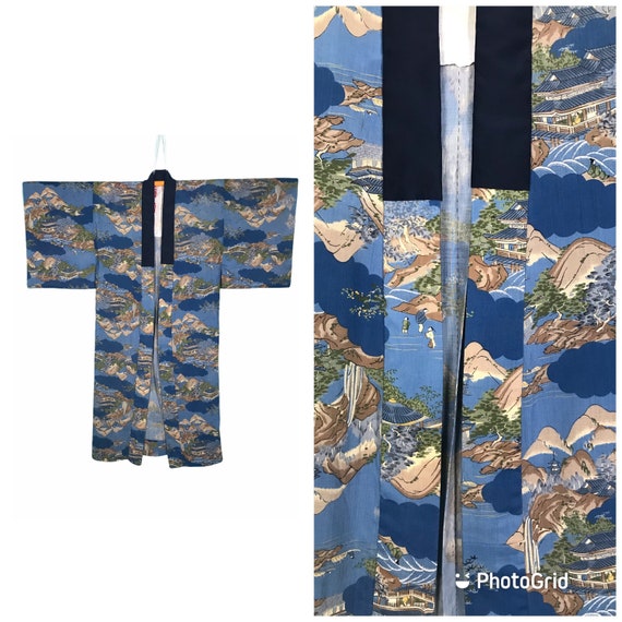 Authentic vintage yukata kimono japanese village a