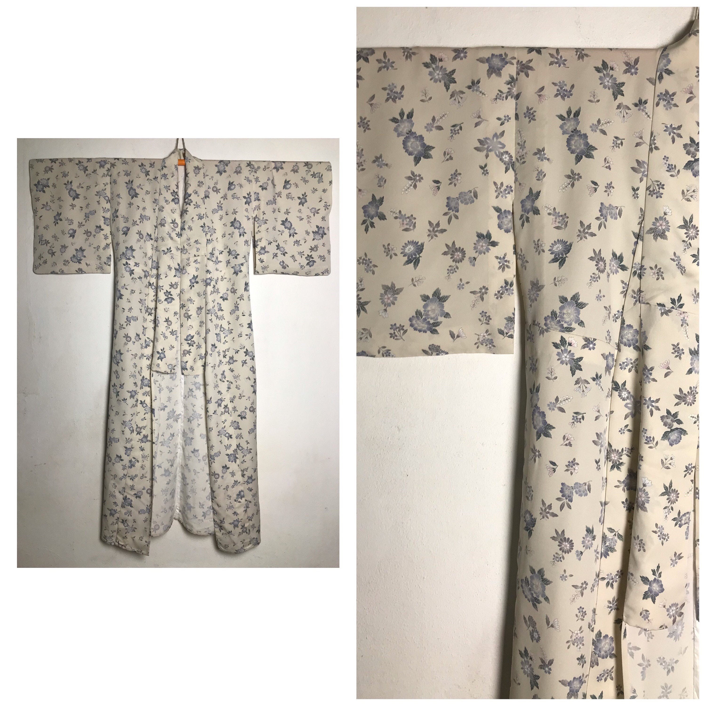 Authentic vintage japanese yukata kimono in flower patterns | Etsy