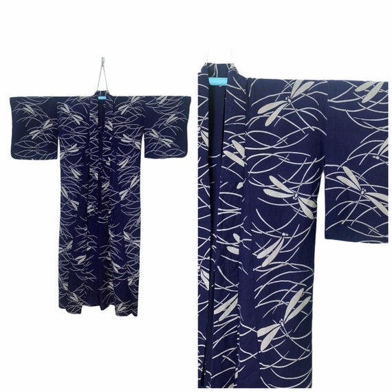 Authentic Japanese Kimono Yukata in Dragon Fly Mot