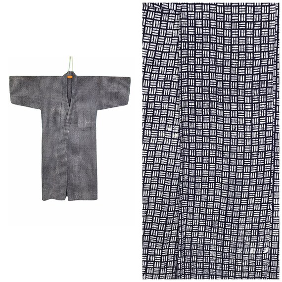 Authentic vintage yukata kimono geometry design
