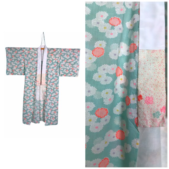 Authentic vintage yukata kimono floral