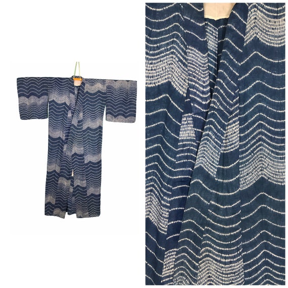 Authentic vintage yukata kimono water ripples and