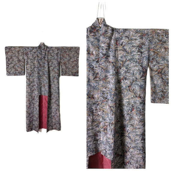 Authentic Japanese Kimono Yukata in Flower Art Pat