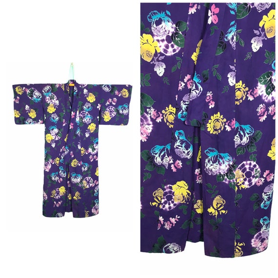 Authentic vintage yukata kimono purple colour