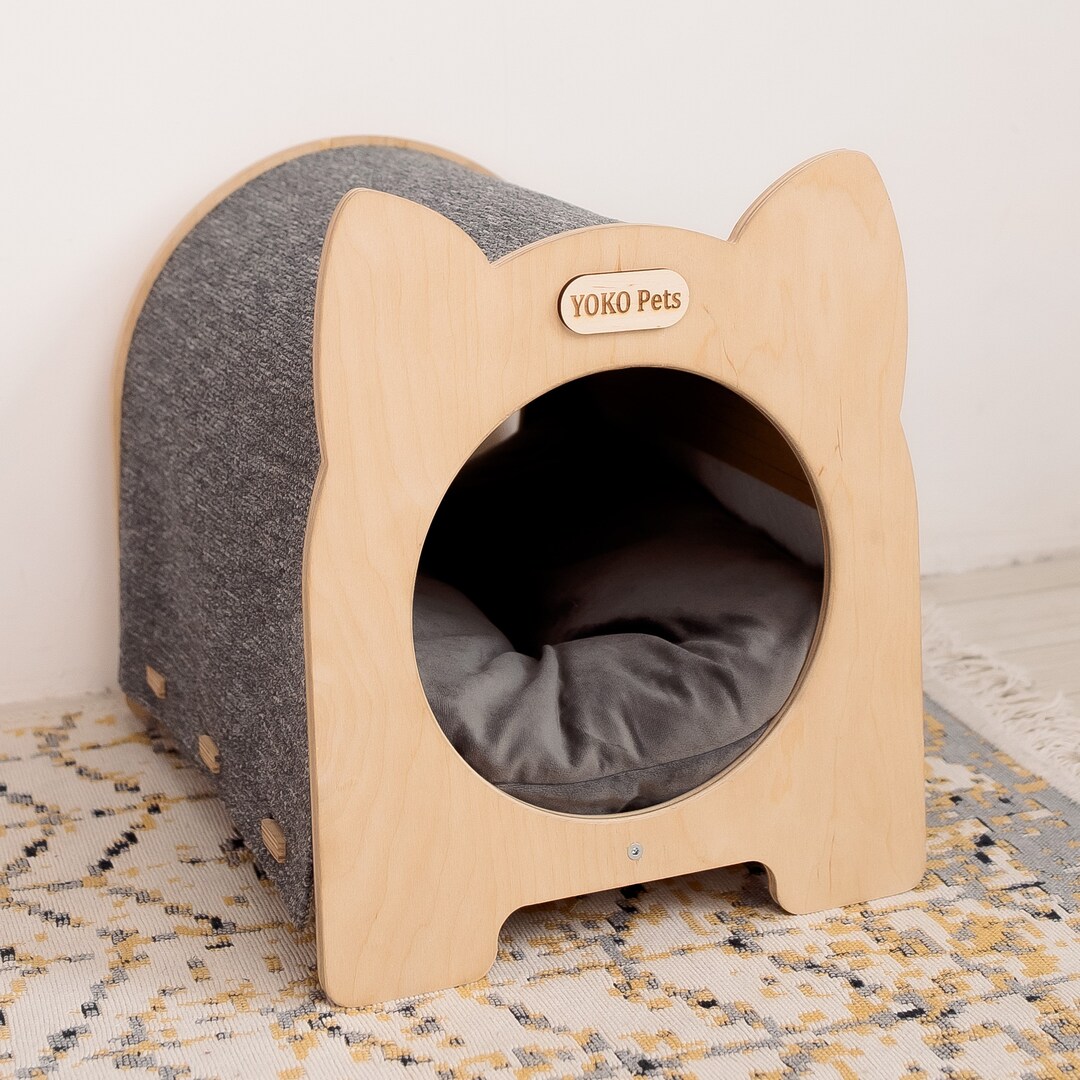 Cat House Indoor Cat Scratching Post With Cat Pillow Cat Etsy
