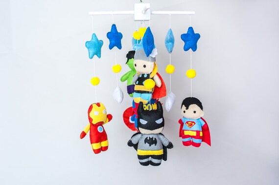 Super Heroes Mobilemodern Mobilecrib Mobilebaby Boy Etsy