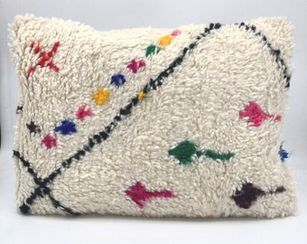 Moroccan Berber cushion cover Azilal 60x40cm in wool with colorful patterns