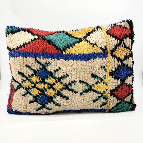 Housse de coussin ethnique berbère marocain Boujaad vintage 60x40cm