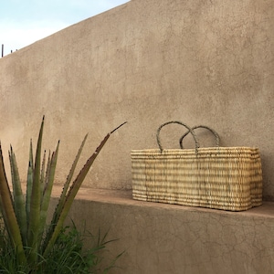Small rectangular Moroccan basket in woven wicker 3 sizes