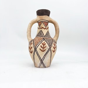 Cerámica bereber marroquí antigua / terracota con coloridos diseños pintados / objeto decorativo artesanal / pieza única