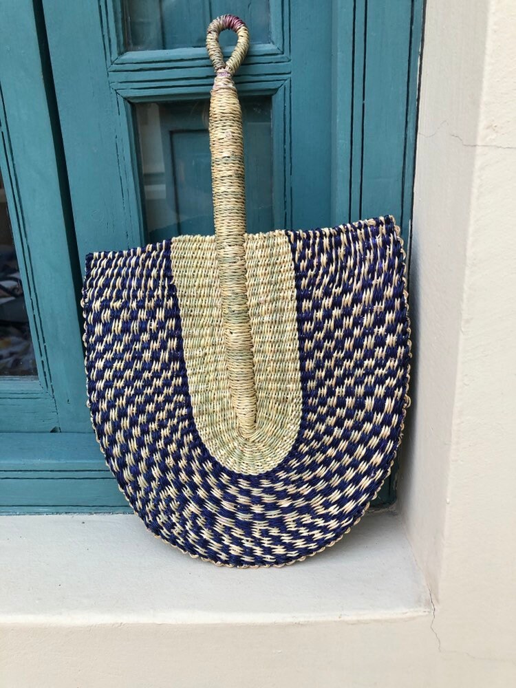 Eventail Africain Tressé Bolga - Piece Unique Fabrication Artisanale