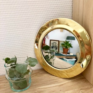 Round golden copper mirror