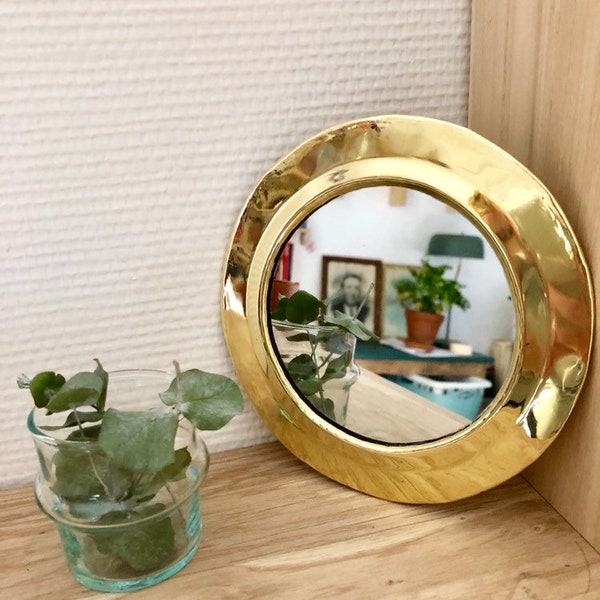 Miroir cuivre doré rond