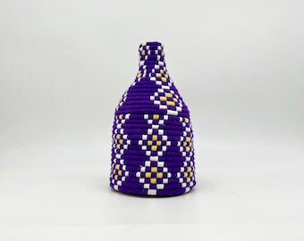 Boîte berbère à couvercle / corbeille ethnique / panier marocain coloré