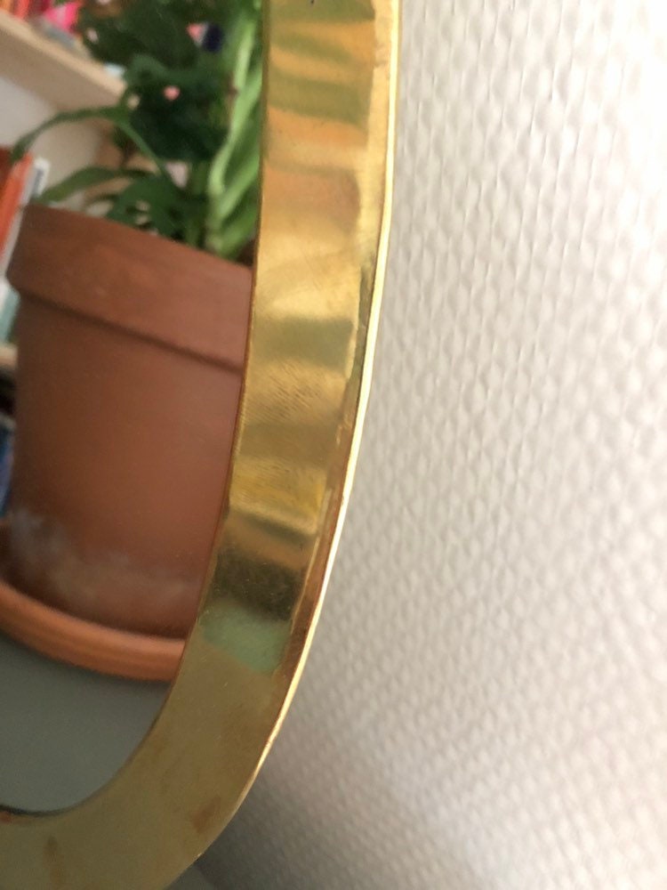 金メッキ銅/真鍮製ミニ卵型ウォールミラー - モロッコ製ハンドメイド
